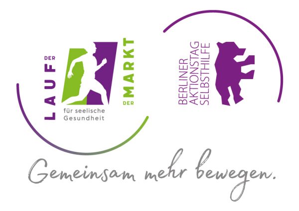 Die Logos der beiden Veranstaltung: Lauf und Mark für seelische Gesundheit und Berliner Aktionstag Selbsthilfe